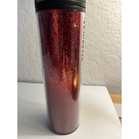 Starbucks Hot & Cold Cup 16oz Tumbler Red Glitter Sequin Insulated - - Picture 9 of 12